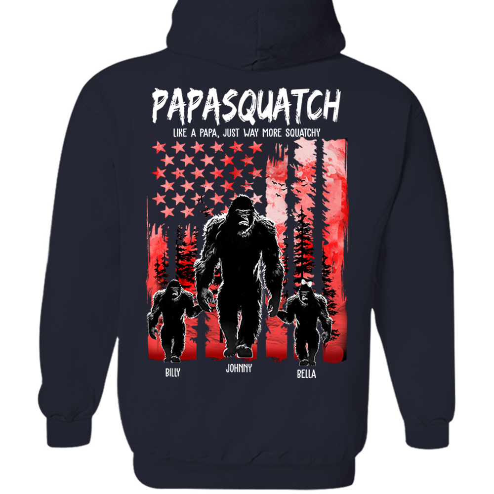 Papasquatch Like A Grandpa Just Way More Squatchy - Personalized Bigfoot Shirt Gift For Dad & Grandpa