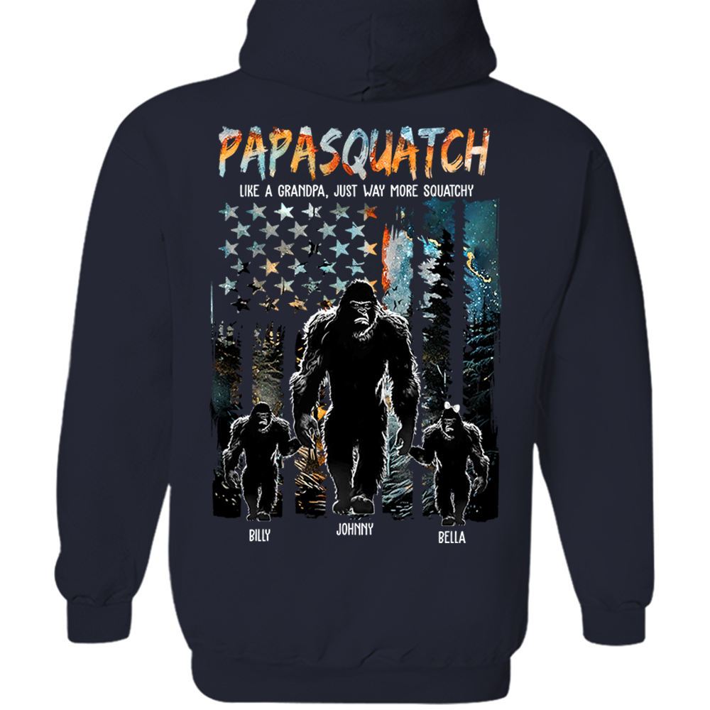 Papasquatch Like A Grandpa Just Way More Squatchy - Personalized Bigfoot Shirt Gift For Dad & Grandpa