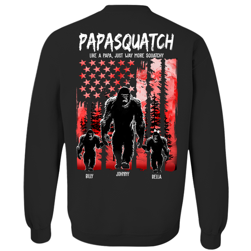 Papasquatch Like A Grandpa Just Way More Squatchy - Personalized Bigfoot Shirt Gift For Dad & Grandpa