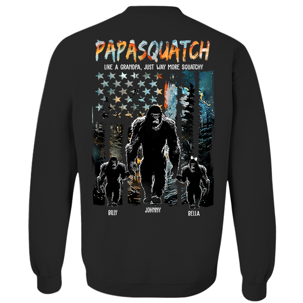 Papasquatch Like A Grandpa Just Way More Squatchy - Personalized Bigfoot Shirt Gift For Dad & Grandpa