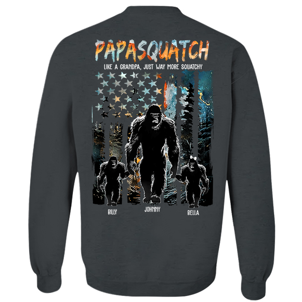 Papasquatch Like A Grandpa Just Way More Squatchy - Personalized Bigfoot Shirt Gift For Dad & Grandpa