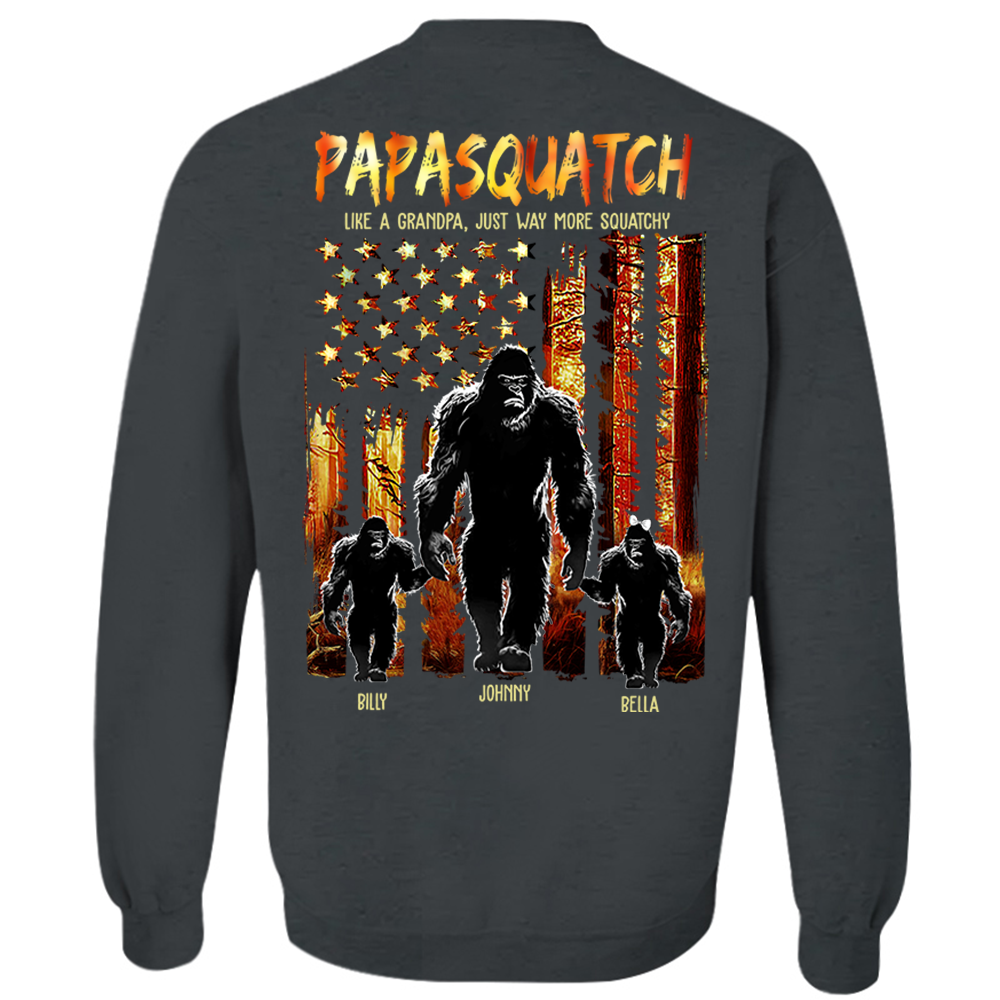 Papasquatch Like A Grandpa Just Way More Squatchy - Personalized Bigfoot Shirt Gift For Dad & Grandpa Vr4