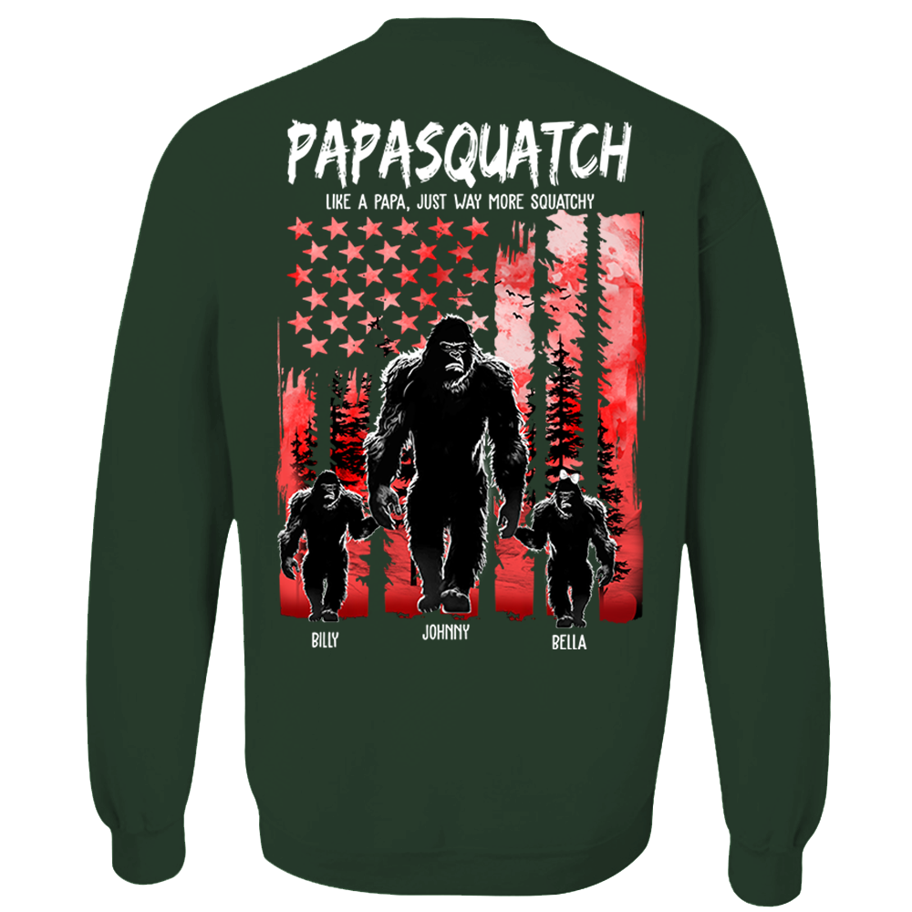 Papasquatch Like A Grandpa Just Way More Squatchy - Personalized Bigfoot Shirt Gift For Dad & Grandpa