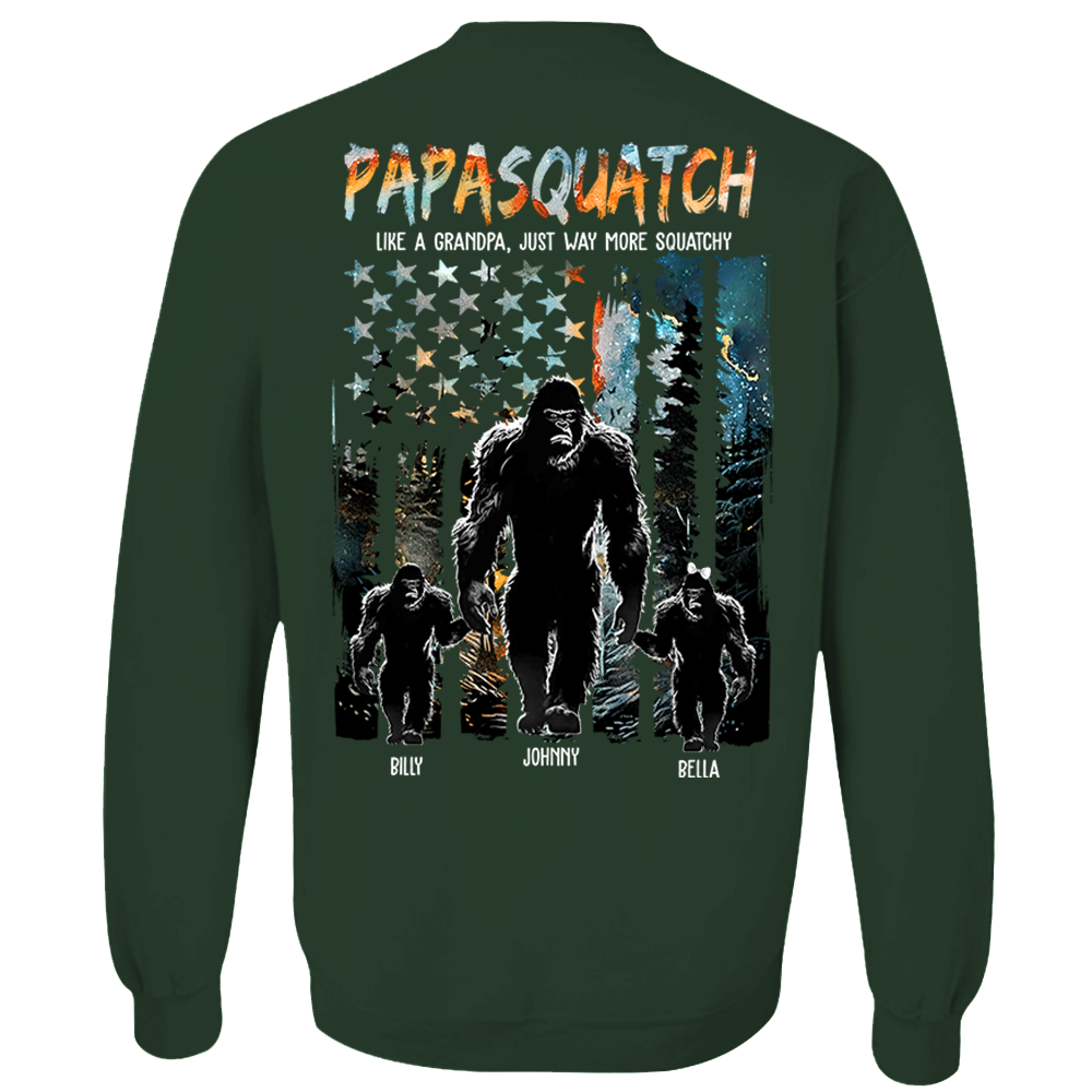 Papasquatch Like A Grandpa Just Way More Squatchy - Personalized Bigfoot Shirt Gift For Dad & Grandpa