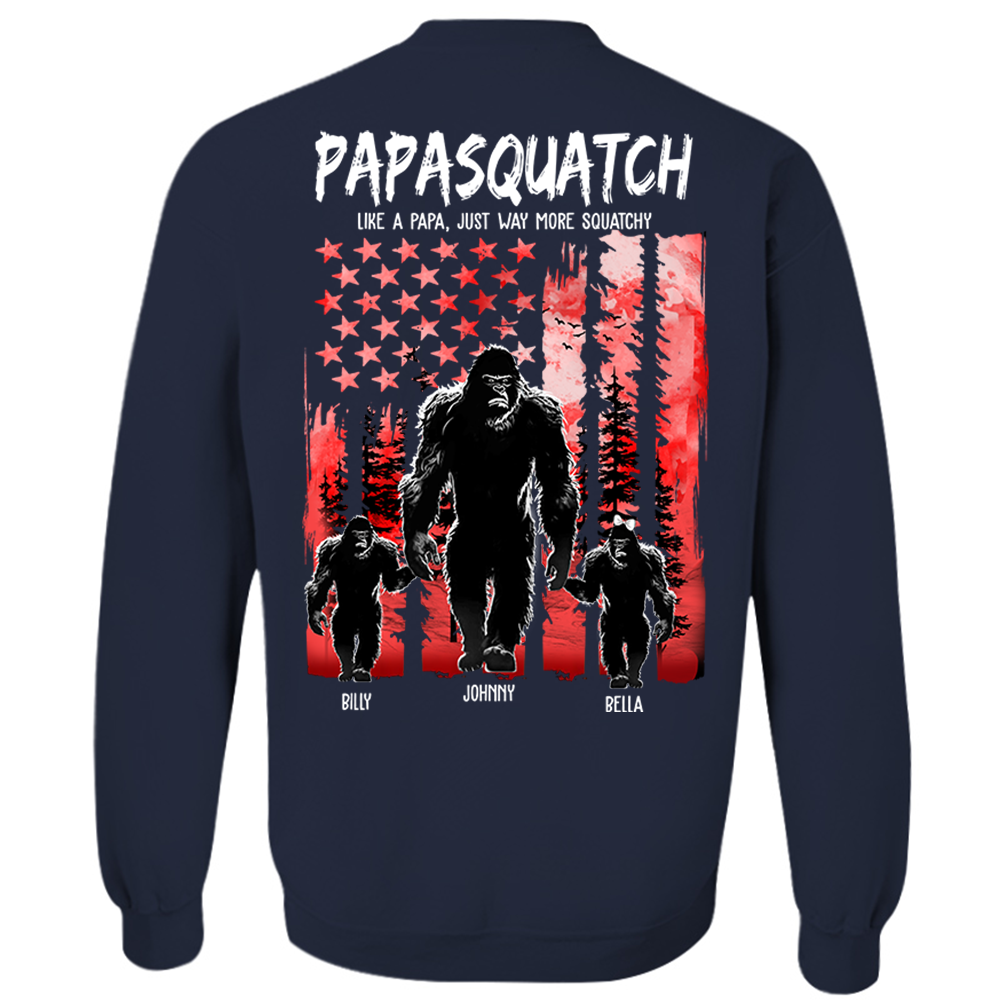 Papasquatch Like A Grandpa Just Way More Squatchy - Personalized Bigfoot Shirt Gift For Dad & Grandpa