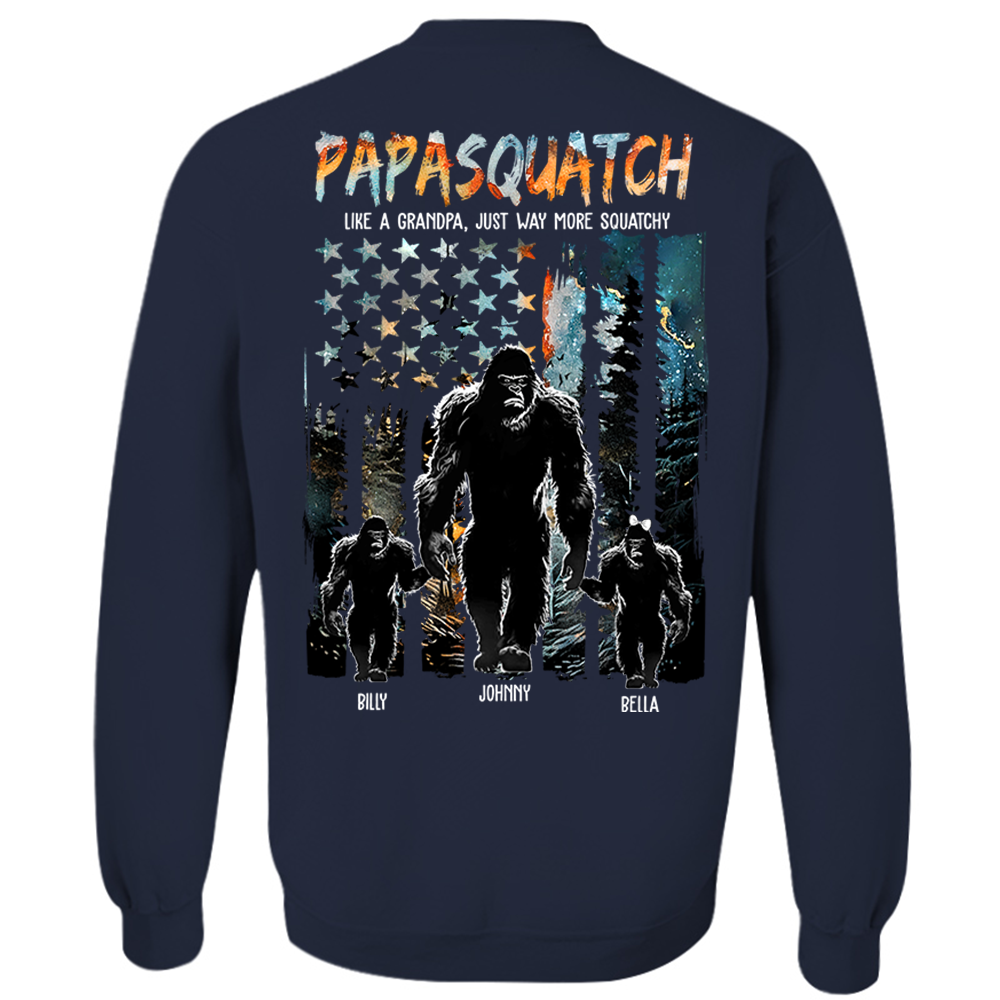 Papasquatch Like A Grandpa Just Way More Squatchy - Personalized Bigfoot Shirt Gift For Dad & Grandpa