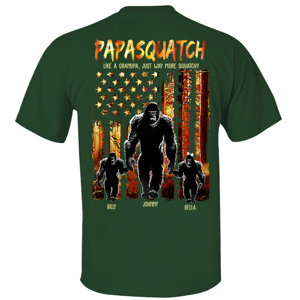 Papasquatch Like A Grandpa Just Way More Squatchy - Personalized Bigfoot Shirt Gift For Dad & Grandpa Vr4