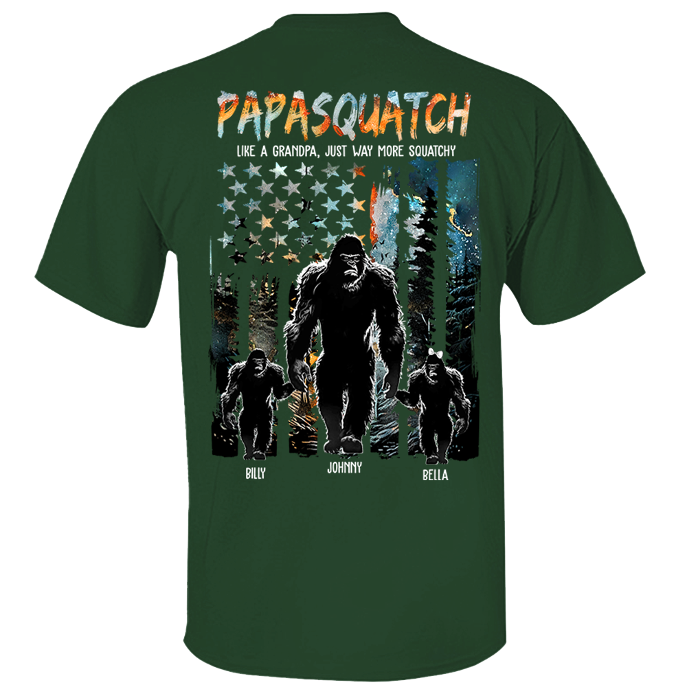 Papasquatch Like A Grandpa Just Way More Squatchy - Personalized Bigfoot Shirt Gift For Dad & Grandpa