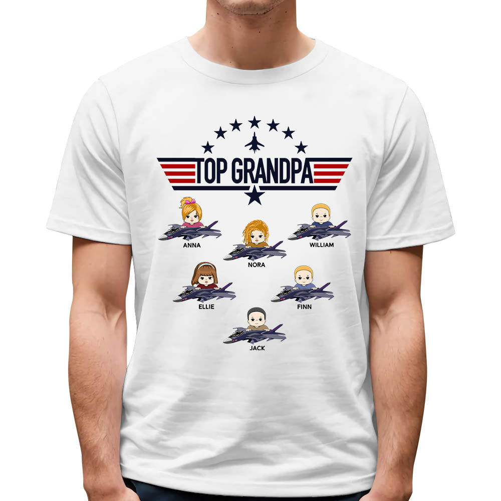 Top Gun Top Dad Personalized T-Shirt For Father Grandpa