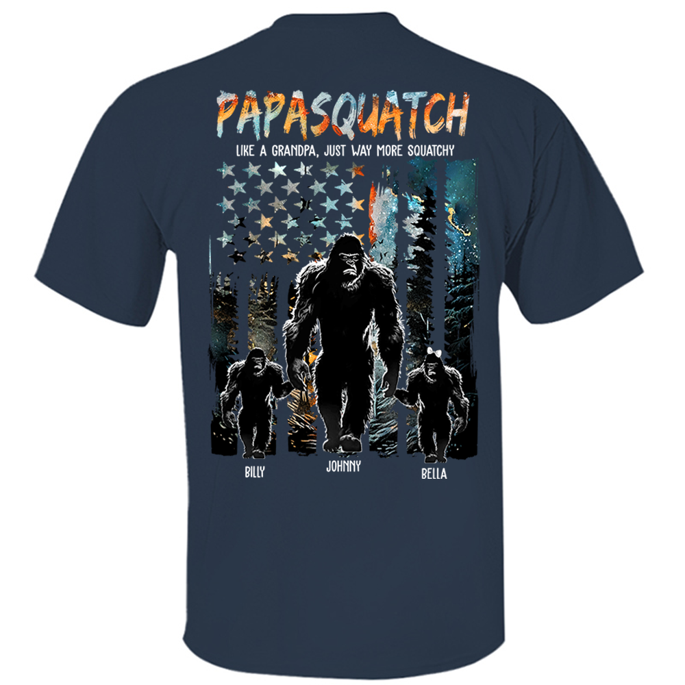 Papasquatch Like A Grandpa Just Way More Squatchy - Personalized Bigfoot Shirt Gift For Dad & Grandpa