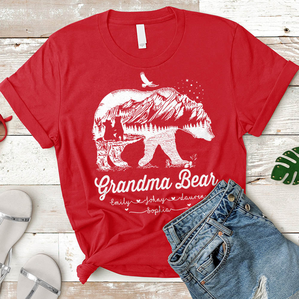 Grandma Bear T-Shirt , Mom T-Shirts , Nickname & Grandkid's Names Can Be Changed
