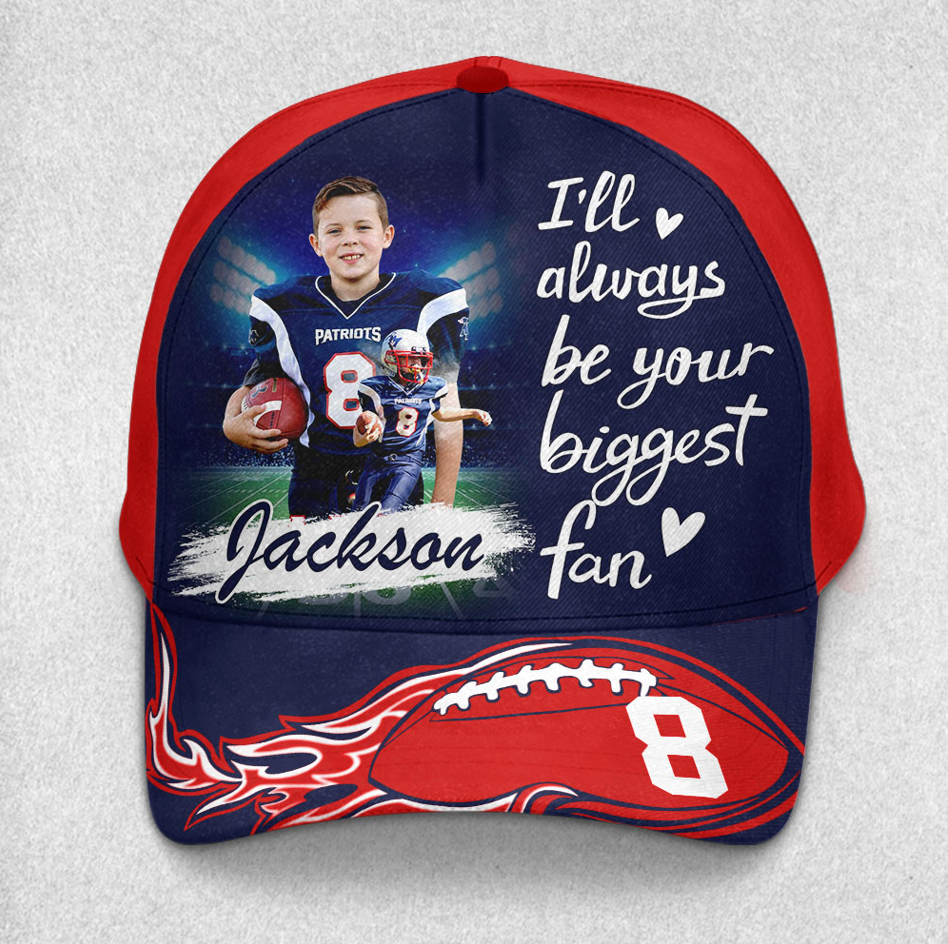 I Will Always Be Your Biggest Fan Custom Photo Cap Gameday Cap Gift For Football Mom Dad Sport Family