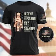 From Legend To Papa - Family Personalized Classic Tee 2 Sleeve Print, Gift For Father's Day, Gift For Dad, Grandpa Tu24