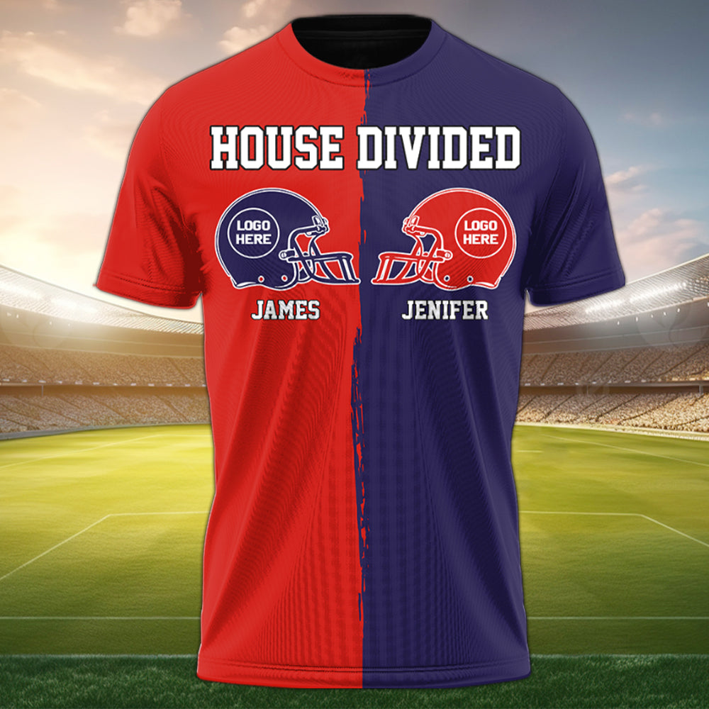 Custom Two Football Team All Over Print Shirt, House Divided Football Sweatshirt, House Divided Shirt, Split Team Shirt, House Divided Shirt Tu20