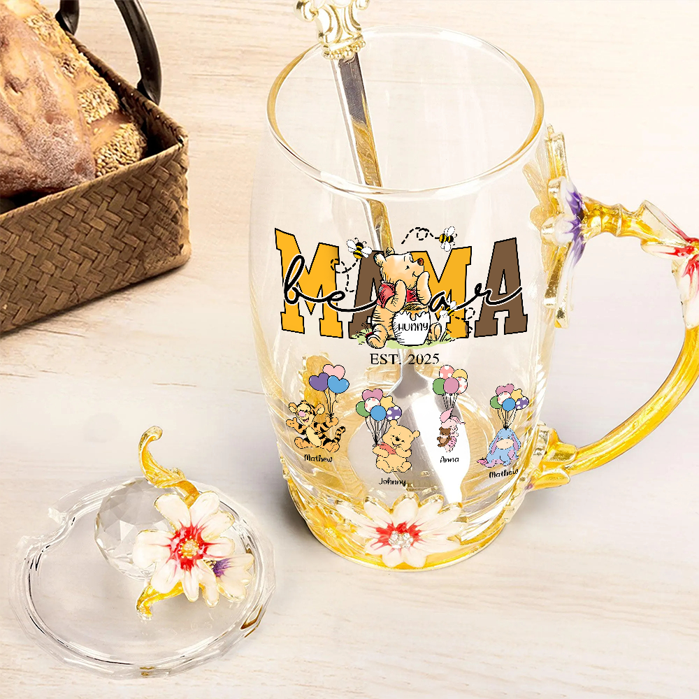 Nana Bear - Personalized Enamel Flower Tea Cup Tu20