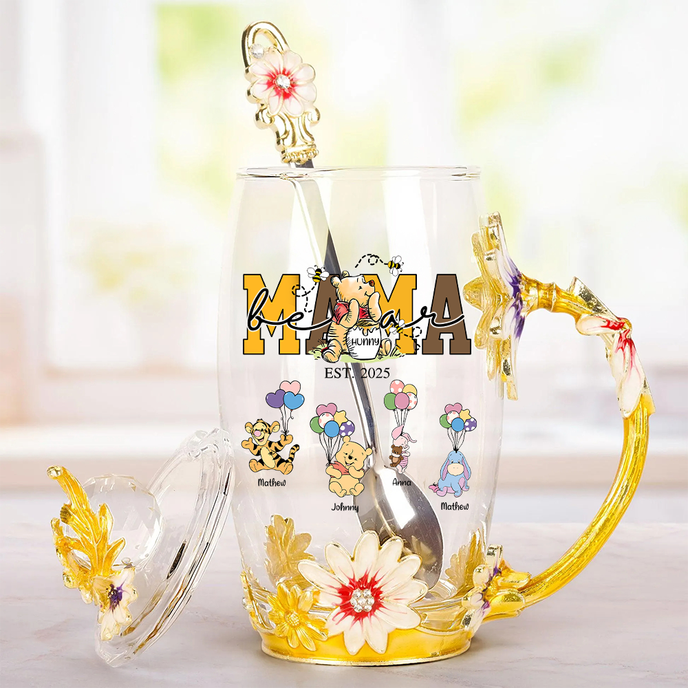 Nana Bear - Personalized Enamel Flower Tea Cup Tu20
