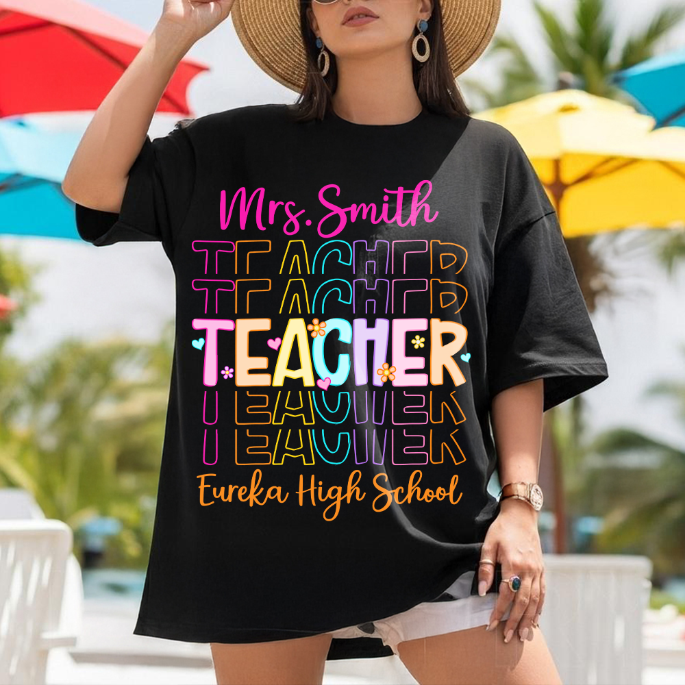 Teacher Back To School Shirt - Personalized School Spirit Gift - Custom Name And School NA04 Tu20