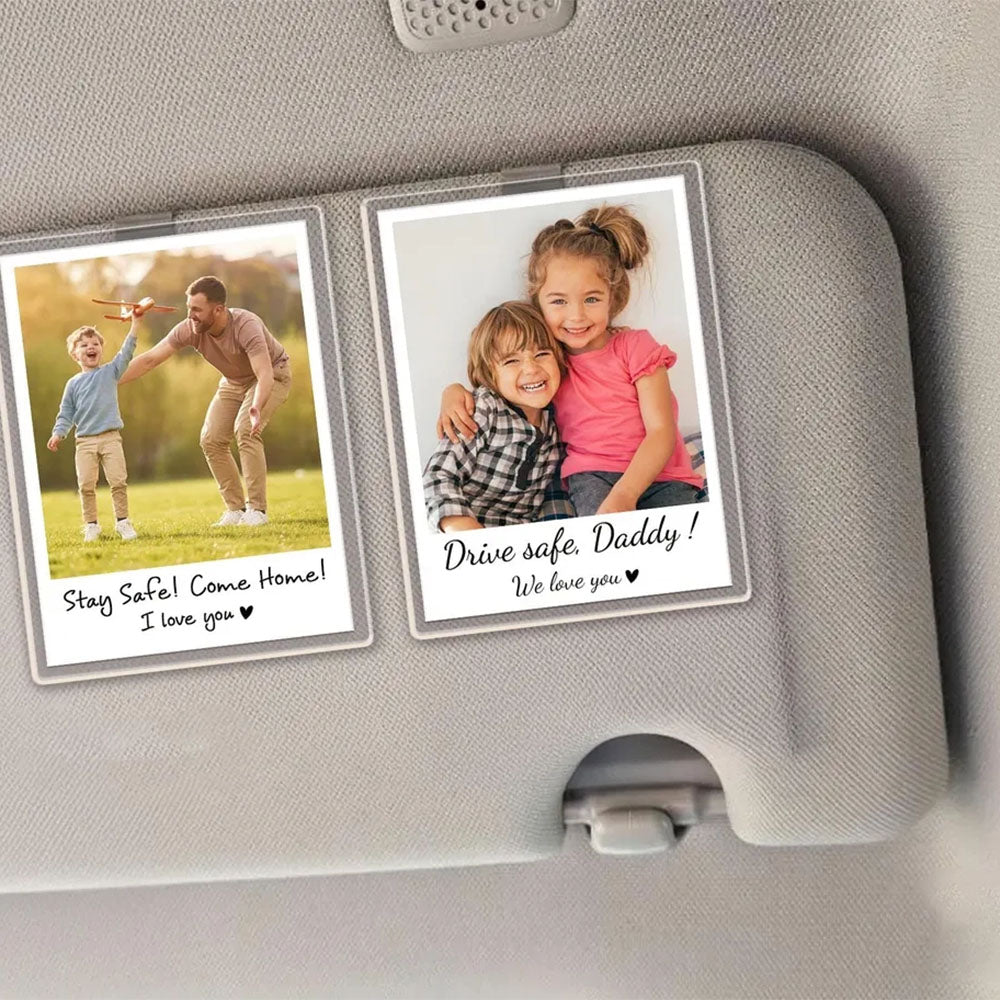 FREE PHOTO Custom Dad Car Visor Clip, Drive Safe Daddy, Fathers Day Gifts for Dad, Dad Gifts from Kids, Husband Gift, Sun Visor Clip Pt99
