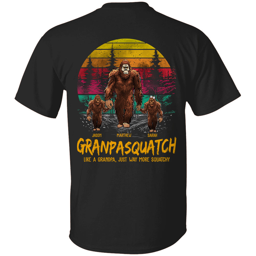 Papasquatch, Like A Grandpa, Just Way More Squatchy - Personalized Vintage Back Printed Shirt Tu20