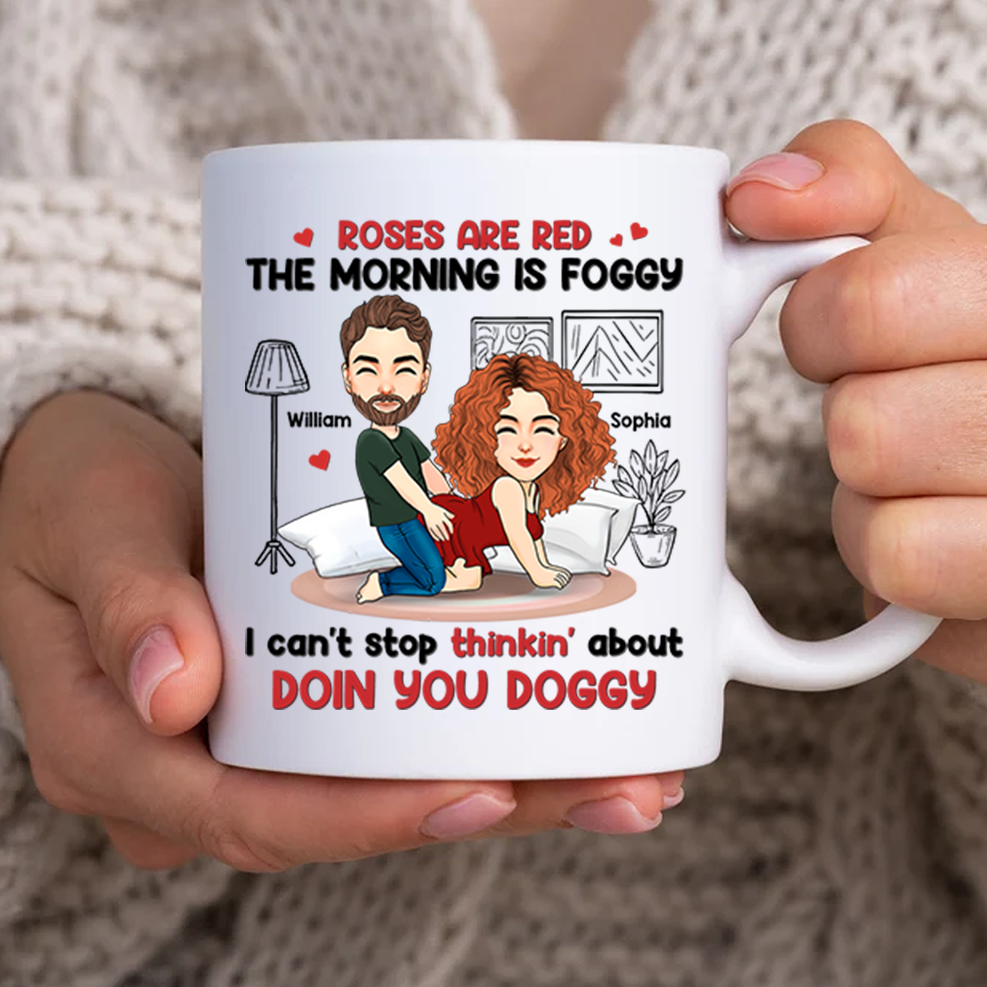 Roses Are Red, The Morning Is Foggy - Couple Personalized Custom Mug - Christmas Gift For Husband Wife, Anniversary Pa00
