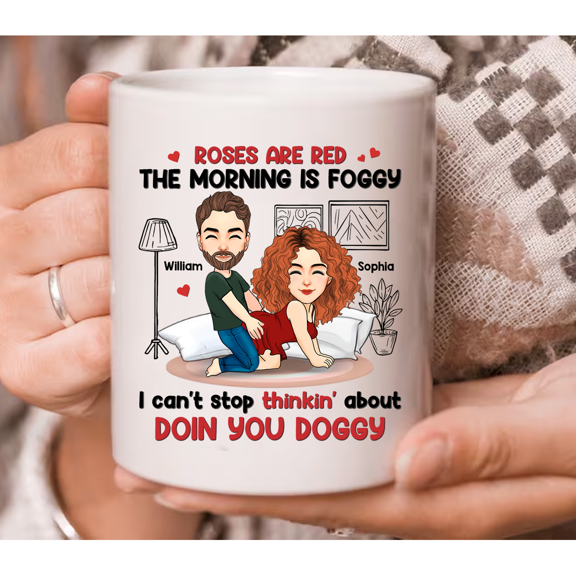 Roses Are Red, The Morning Is Foggy - Couple Personalized Custom Mug - Christmas Gift For Husband Wife, Anniversary Pa00