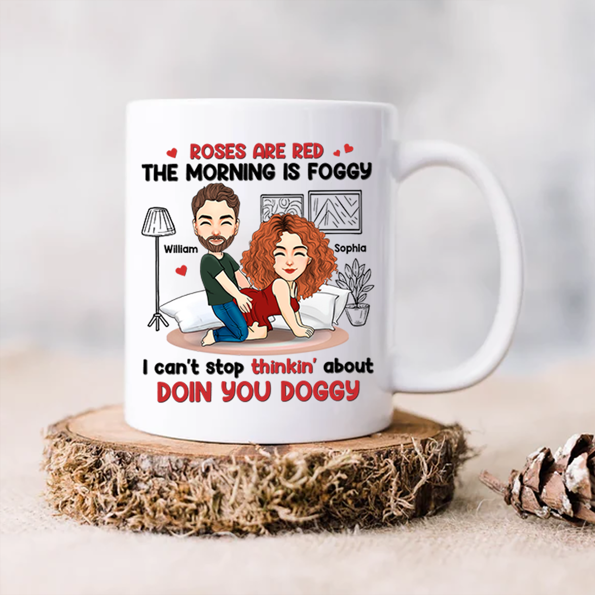 Roses Are Red, The Morning Is Foggy - Couple Personalized Custom Mug - Christmas Gift For Husband Wife, Anniversary Pa00