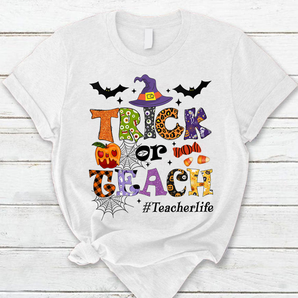 Personalized Trick Or Teach Halloween Shirt Halloween Shirts for Teachers K1702 Trna
