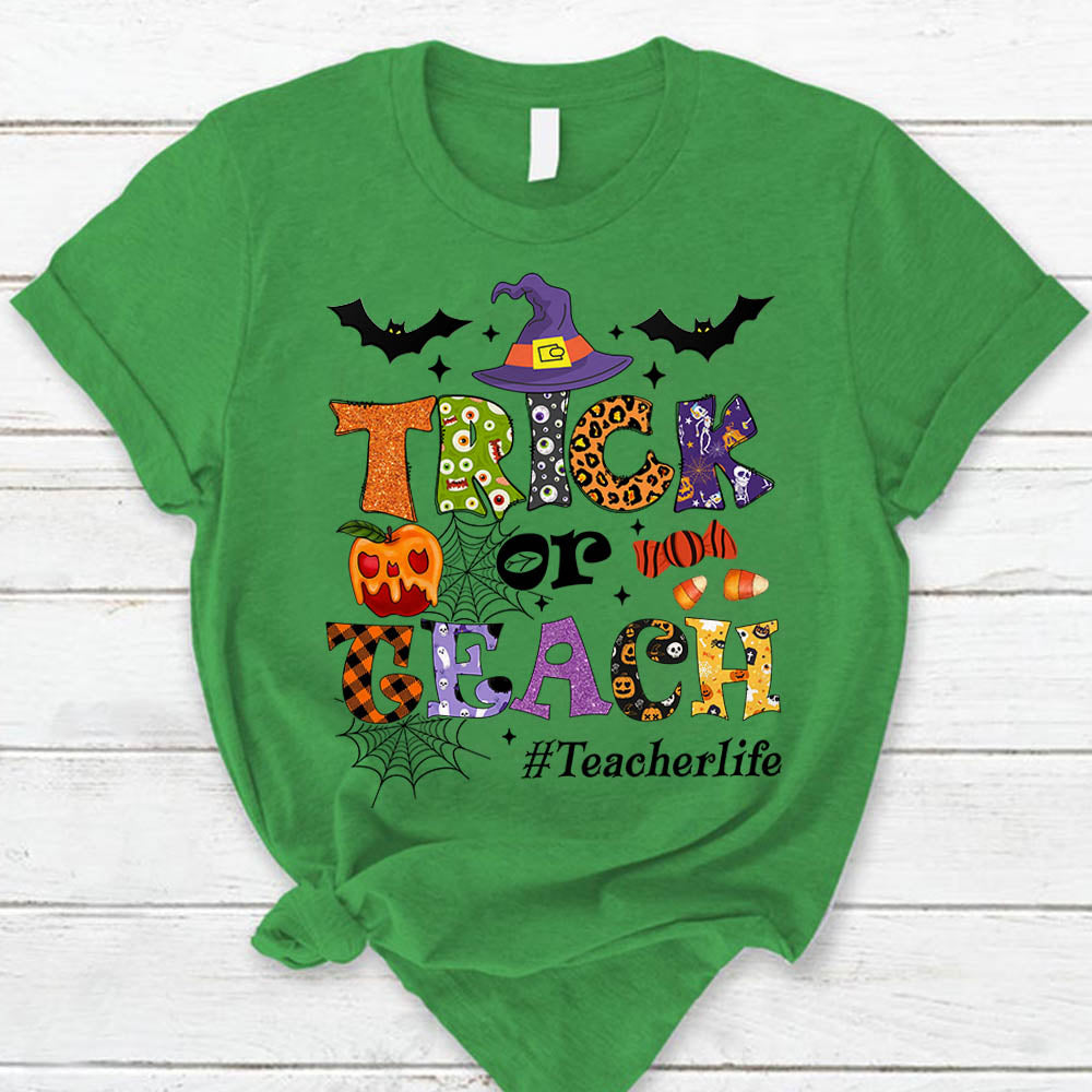 Personalized Trick Or Teach Halloween Shirt Halloween Shirts for Teachers K1702 Trna