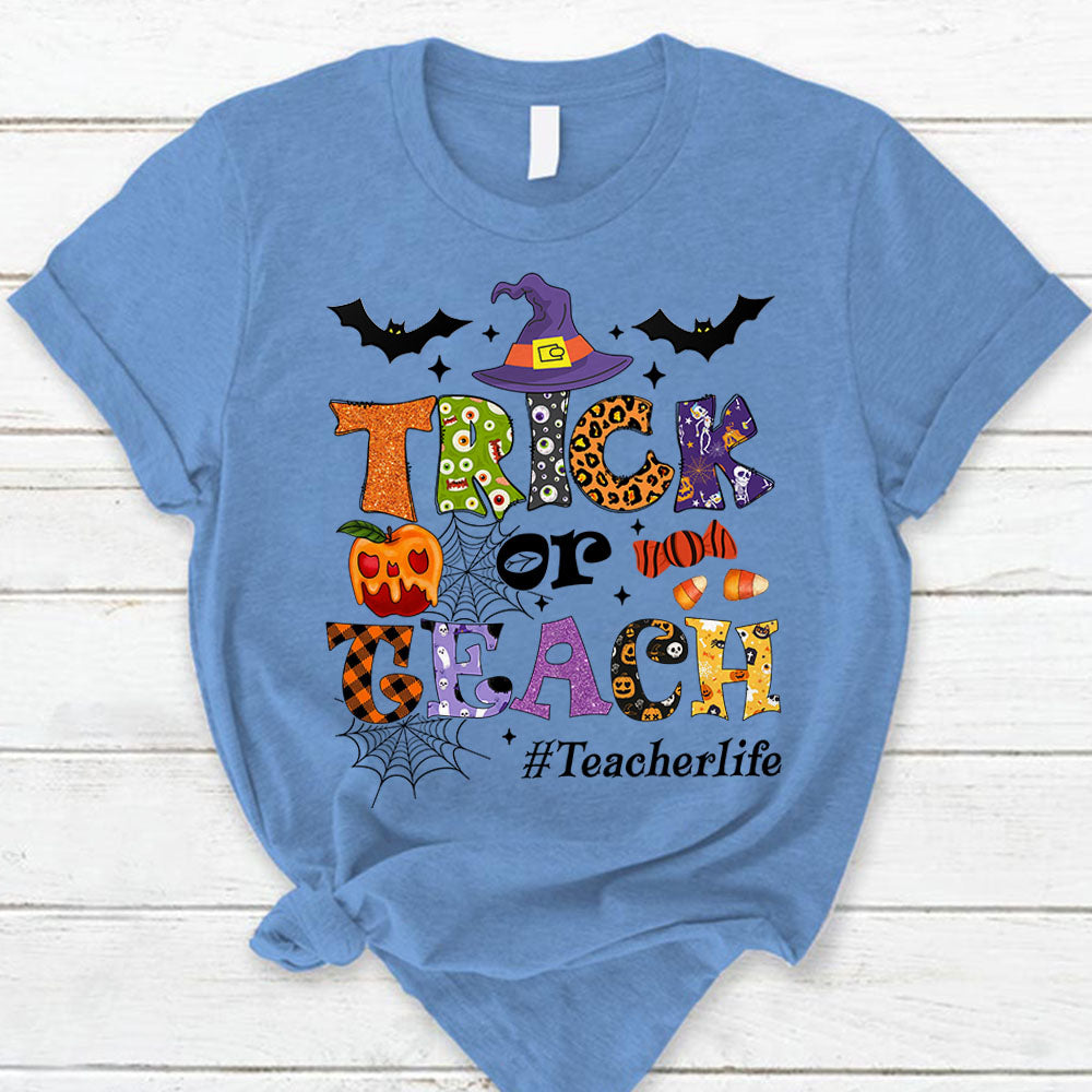 Personalized Trick Or Teach Halloween Shirt Halloween Shirts for Teachers K1702 Trna