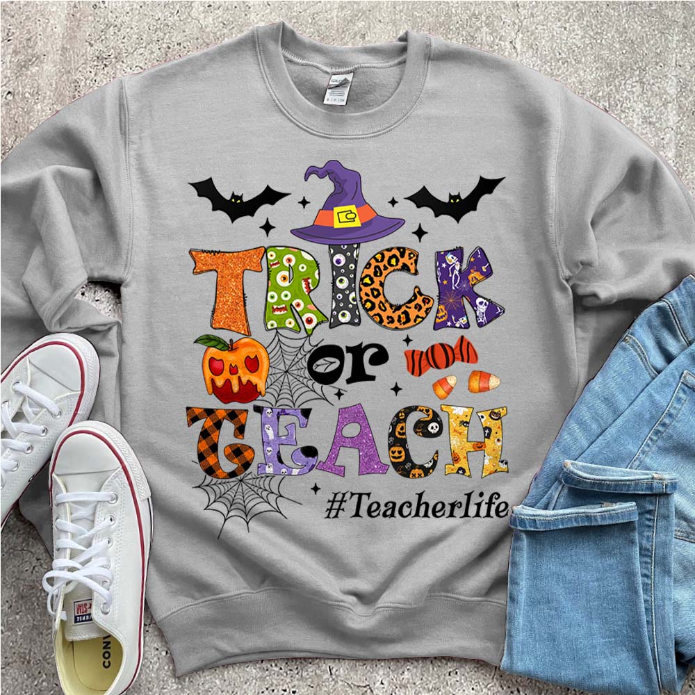 Personalized Trick Or Teach Halloween Shirt Halloween Shirts for Teachers K1702 Trna