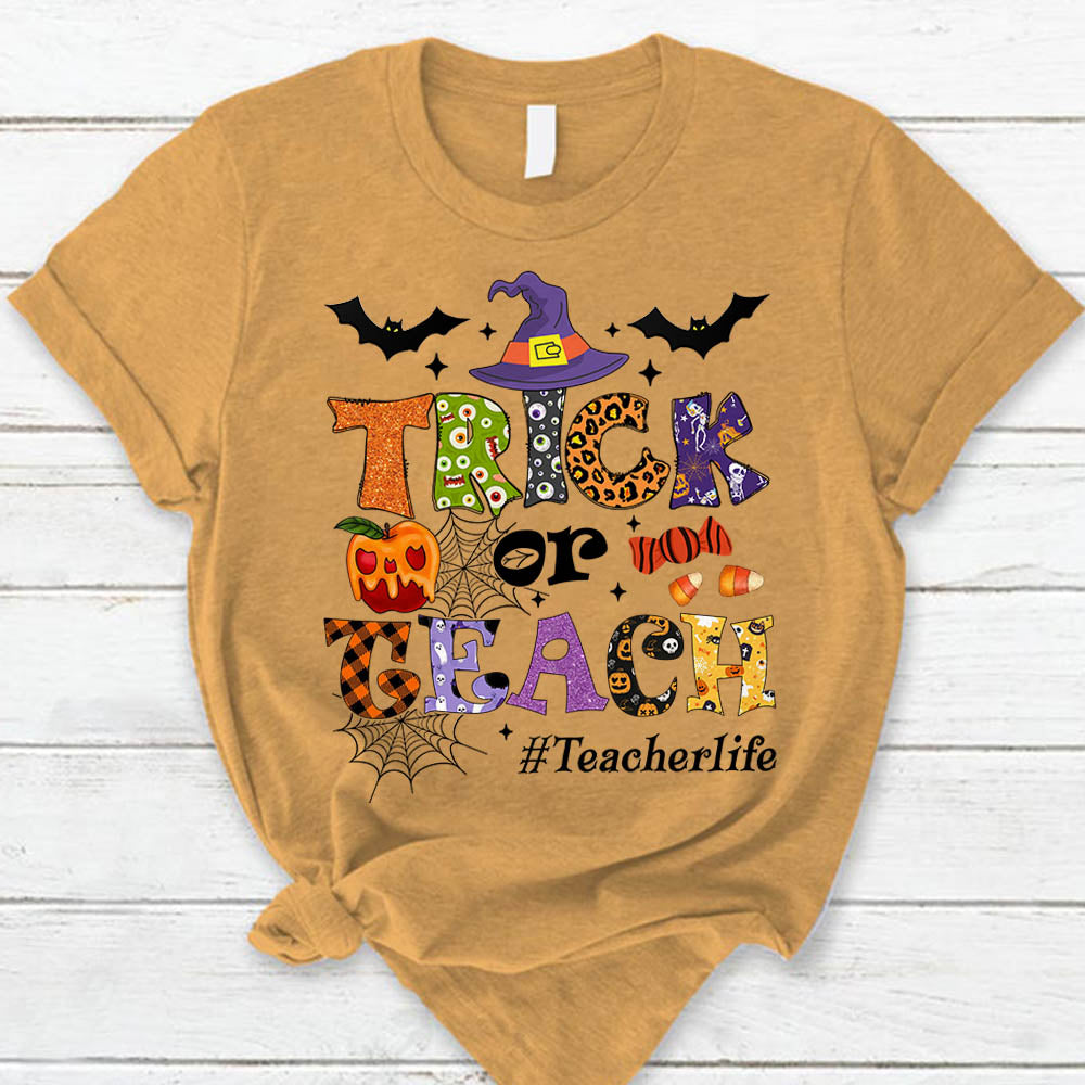 Personalized Trick Or Teach Halloween Shirt Halloween Shirts for Teachers K1702 Trna