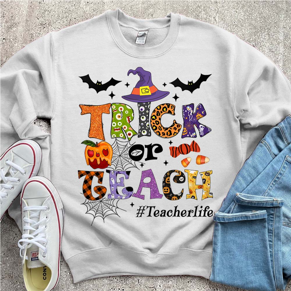 Personalized Trick Or Teach Halloween Shirt Halloween Shirts for Teachers K1702 Trna