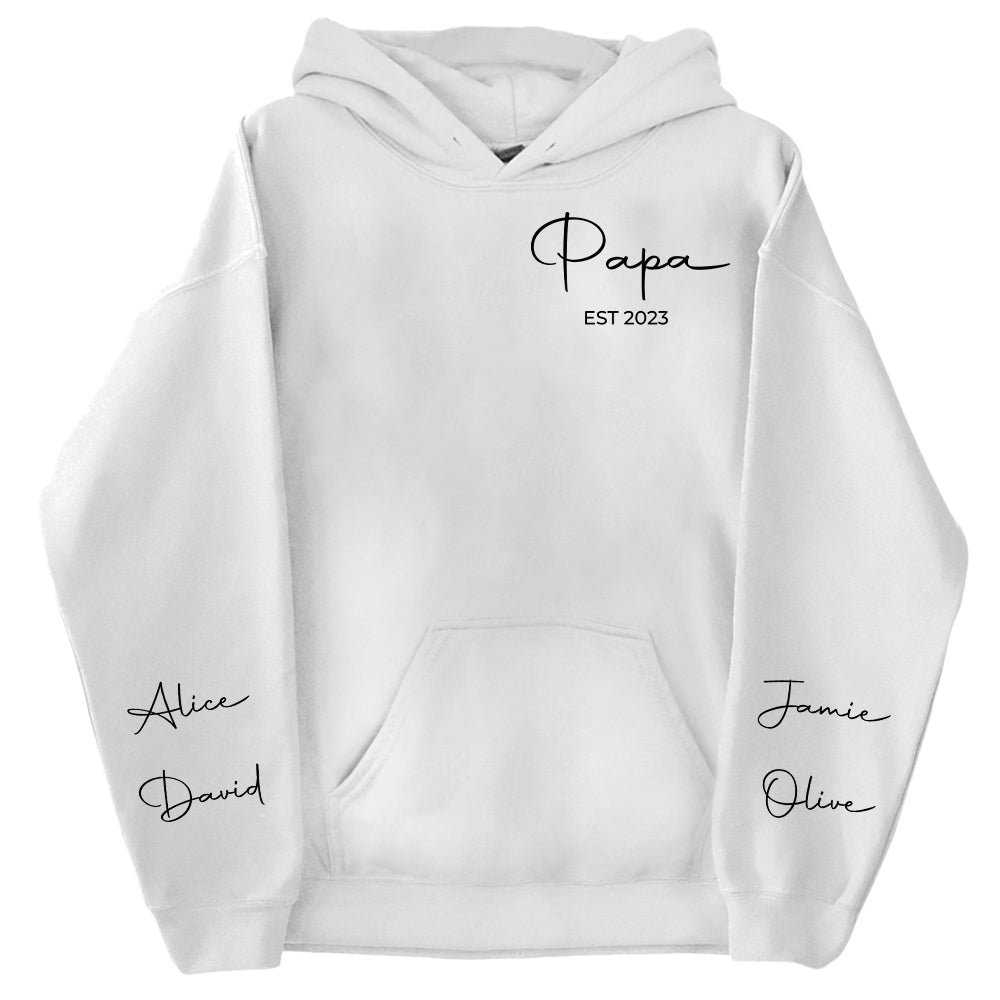 Personalize Papa Sweatshirt with Grandkids Names on Sleeve, Grandpa Sweatshirt, Abuelo Sweatshirt, Fathers Day Gift, New Grandpa Gift Nh00