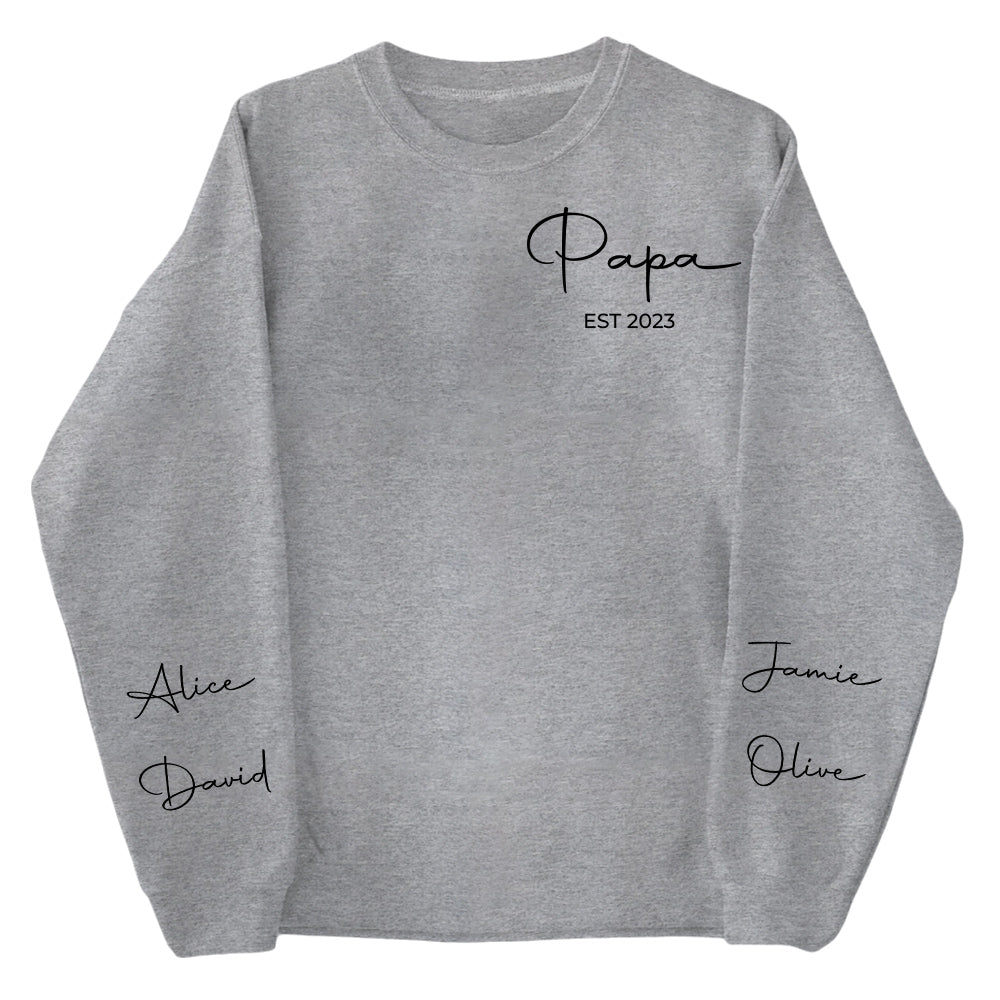 Personalize Papa Sweatshirt with Grandkids Names on Sleeve, Grandpa Sweatshirt, Abuelo Sweatshirt, Fathers Day Gift, New Grandpa Gift Nh00