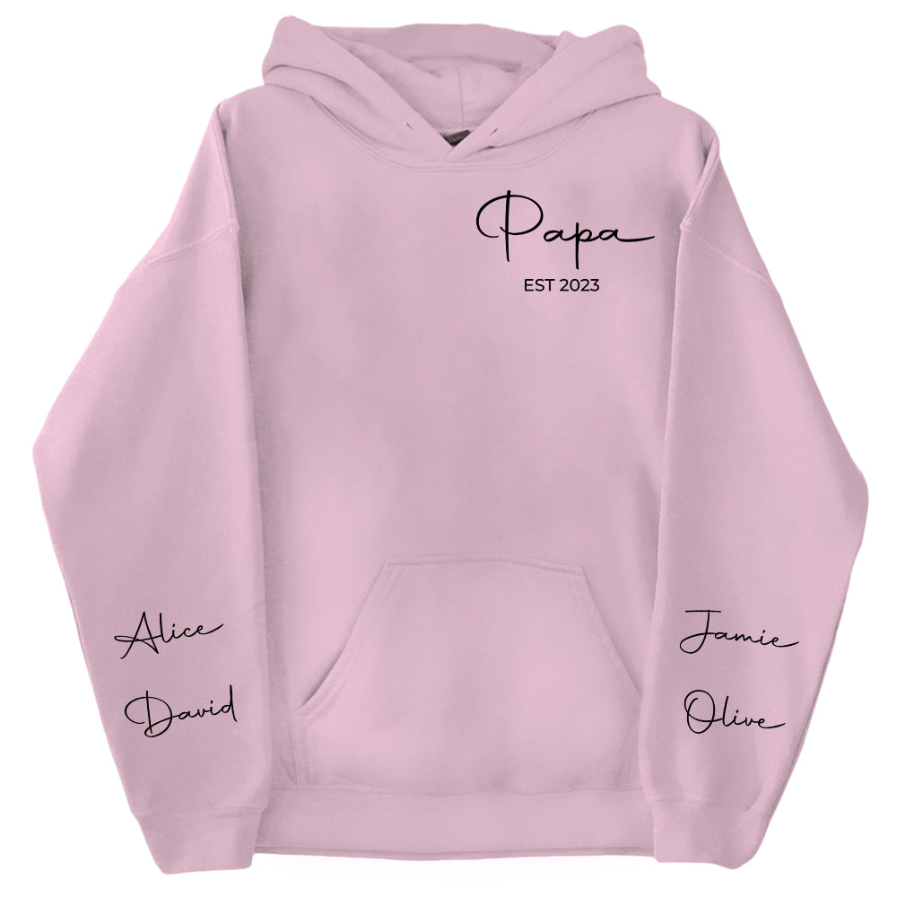 Personalize Papa Sweatshirt with Grandkids Names on Sleeve, Grandpa Sweatshirt, Abuelo Sweatshirt, Fathers Day Gift, New Grandpa Gift Nh00