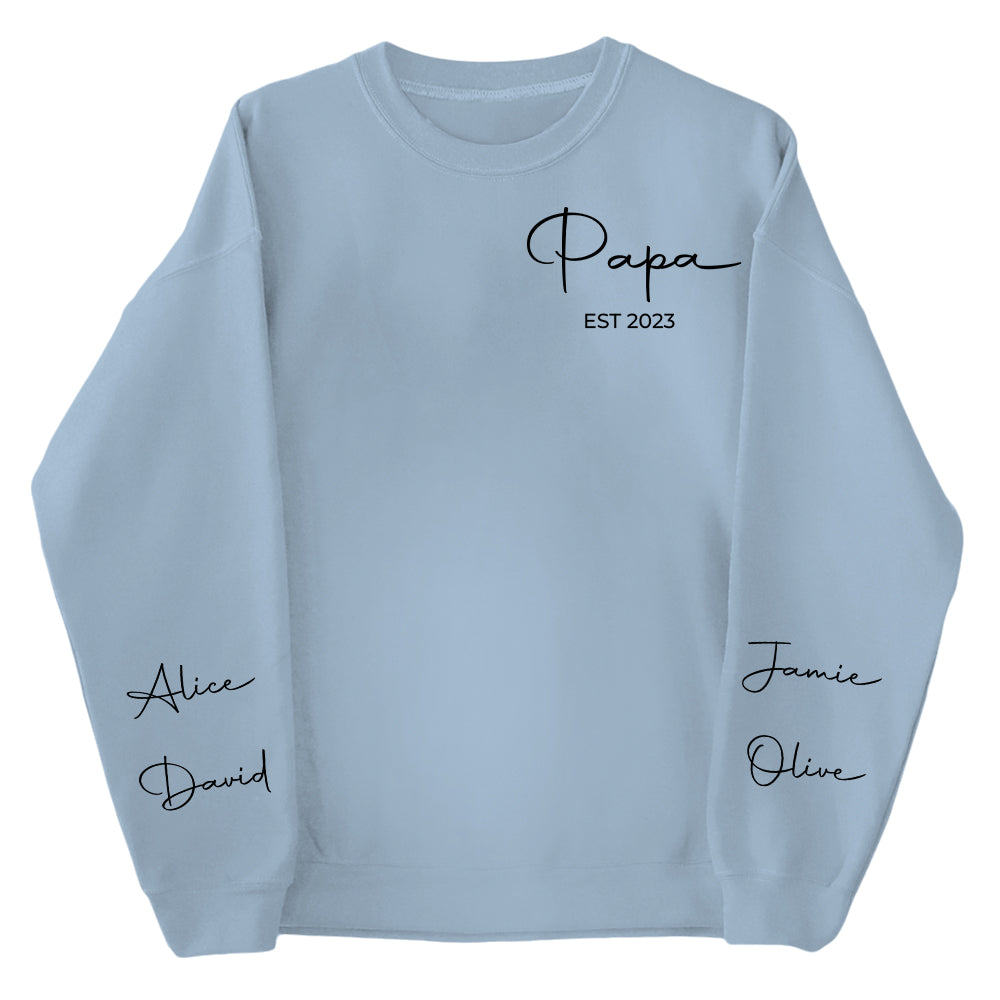 Personalize Papa Sweatshirt with Grandkids Names on Sleeve, Grandpa Sweatshirt, Abuelo Sweatshirt, Fathers Day Gift, New Grandpa Gift Nh00