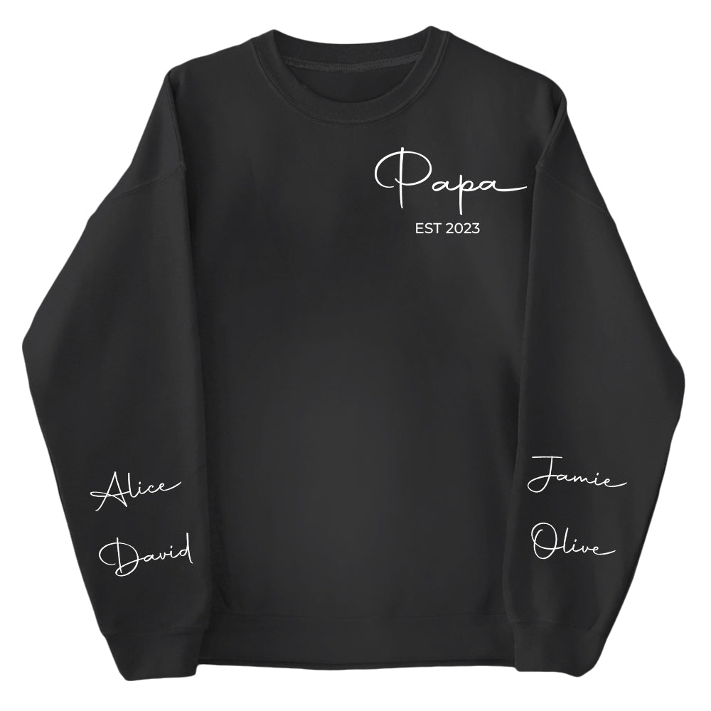Personalize Papa Sweatshirt with Grandkids Names on Sleeve, Grandpa Sweatshirt, Abuelo Sweatshirt, Fathers Day Gift, New Grandpa Gift Nh00