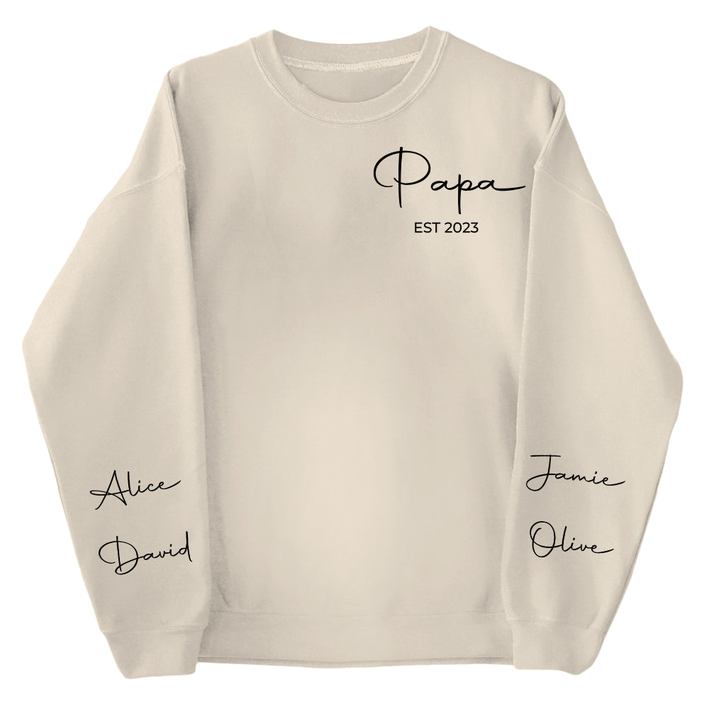 Personalize Papa Sweatshirt with Grandkids Names on Sleeve, Grandpa Sweatshirt, Abuelo Sweatshirt, Fathers Day Gift, New Grandpa Gift Nh00