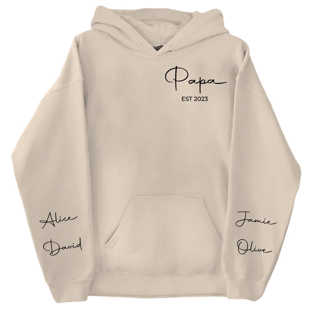 Personalize Papa Sweatshirt with Grandkids Names on Sleeve, Grandpa Sweatshirt, Abuelo Sweatshirt, Fathers Day Gift, New Grandpa Gift Nh00