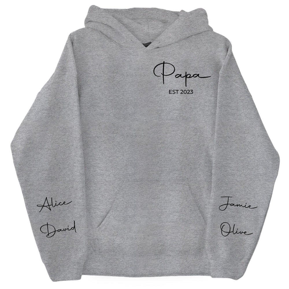 Personalize Papa Sweatshirt with Grandkids Names on Sleeve, Grandpa Sweatshirt, Abuelo Sweatshirt, Fathers Day Gift, New Grandpa Gift Nh00