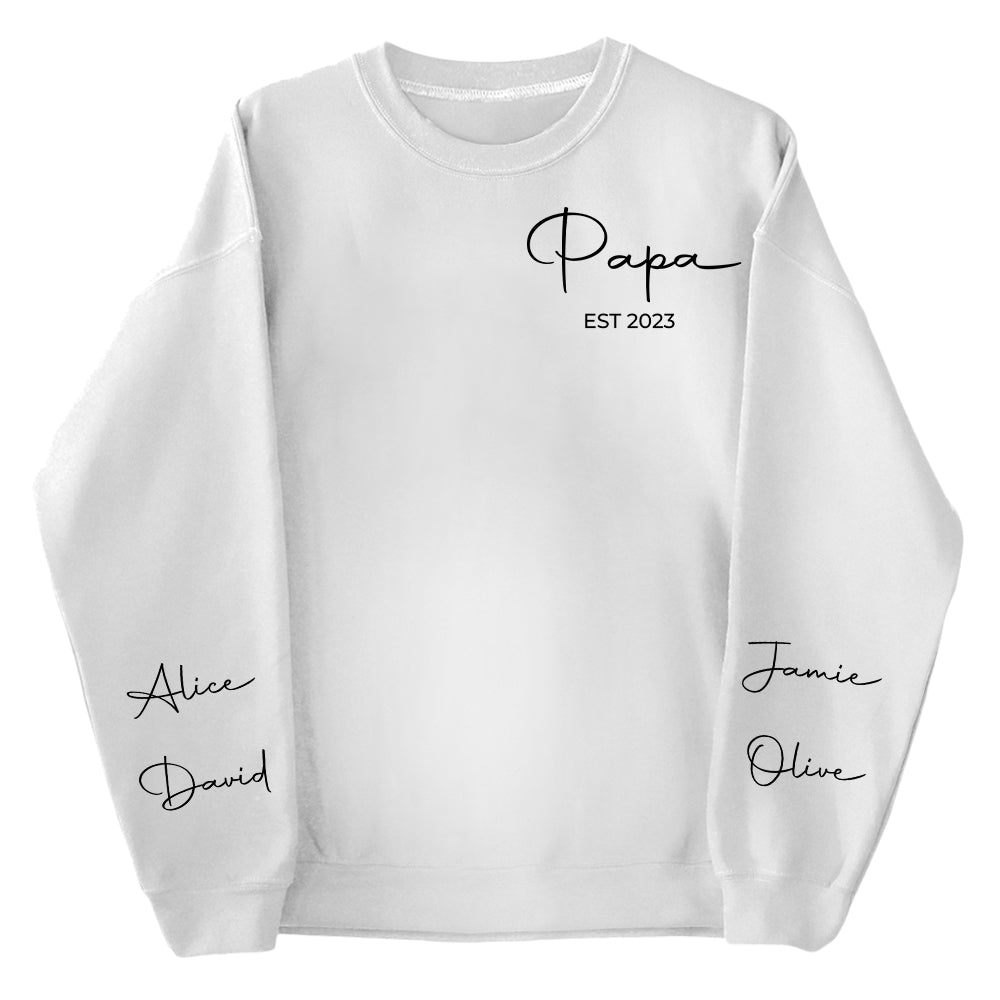 Personalize Papa Sweatshirt with Grandkids Names on Sleeve, Grandpa Sweatshirt, Abuelo Sweatshirt, Fathers Day Gift, New Grandpa Gift Nh00