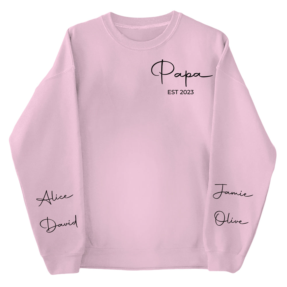 Personalize Papa Sweatshirt with Grandkids Names on Sleeve, Grandpa Sweatshirt, Abuelo Sweatshirt, Fathers Day Gift, New Grandpa Gift Nh00