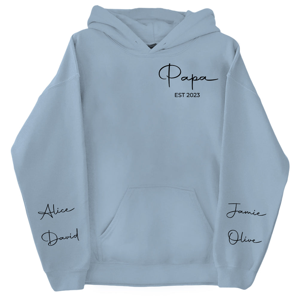 Personalize Papa Sweatshirt with Grandkids Names on Sleeve, Grandpa Sweatshirt, Abuelo Sweatshirt, Fathers Day Gift, New Grandpa Gift Nh00