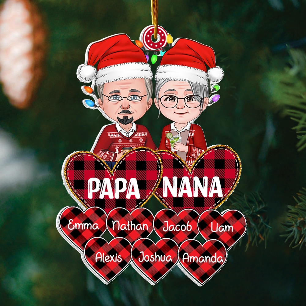 Grandparent With Kids Persionalized Acrylic Ornament For Old Couple