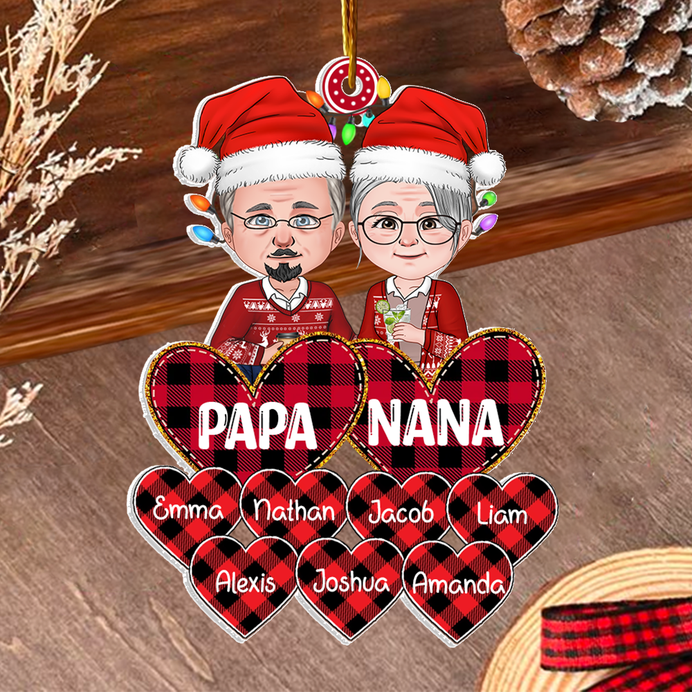 Grandparent With Kids Persionalized Acrylic Ornament For Old Couple