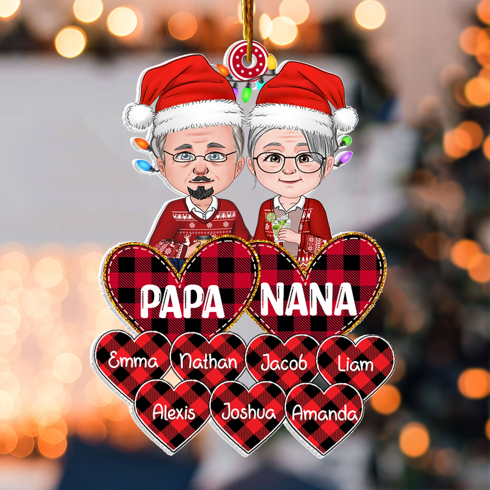 Grandparent With Kids Persionalized Acrylic Ornament For Old Couple