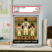 Baseball No. 1 Dad Grandpa Man & Kids, Fathers Day Trading Card Style, Personalized Daddy Dream Team Acrylic Block Plaque A2110 Pt99