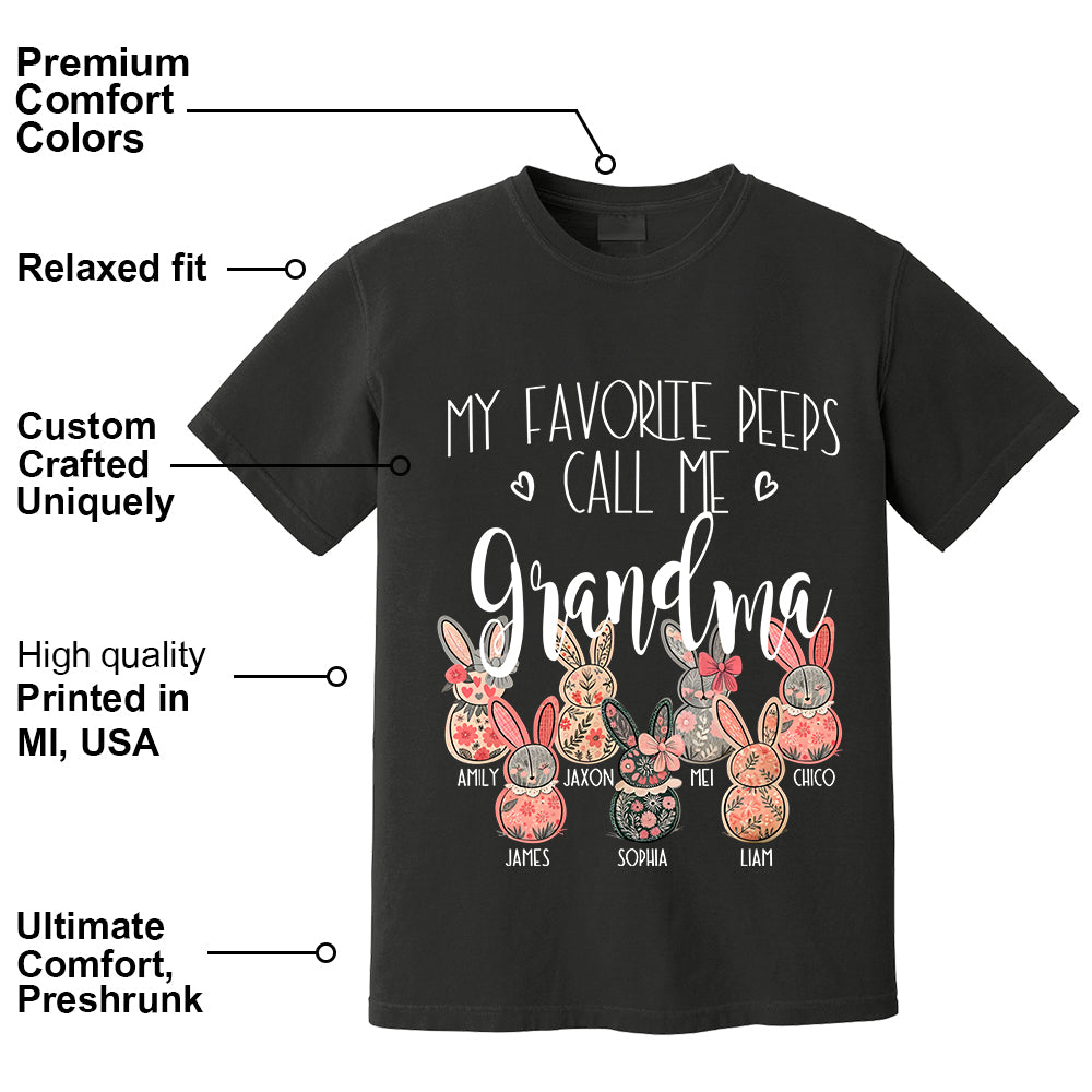 My Favorite Peeps Call Me Grandma - Personalized Shirt For Nana Mimi Gigi - Flower Bunny Shirt Custom Name Kids NA04 Tm01