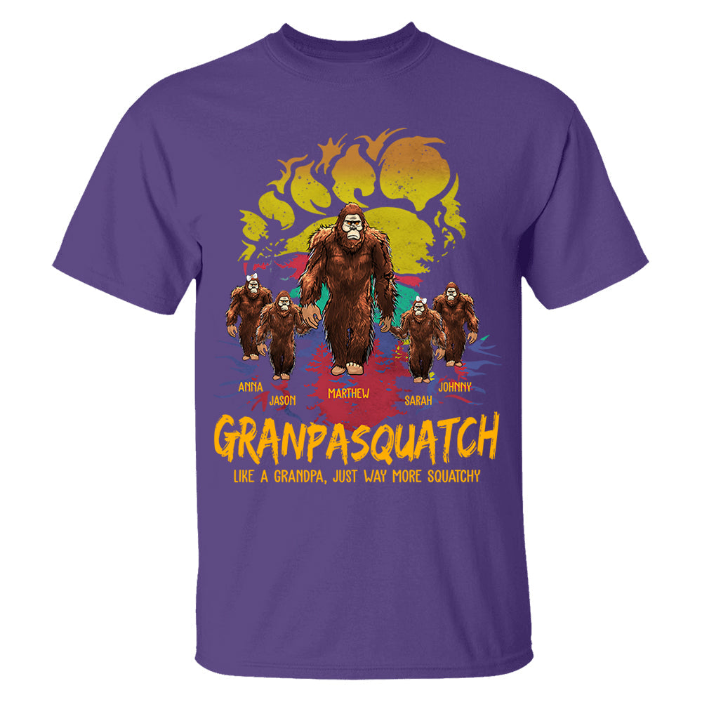 Papasquatch, Like A Grandpa, Just Way More Squatchy - Bigfoot Footprint Personalized Shirt Vr2