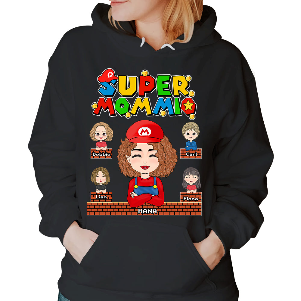 Super Mommio - Personalized Funny Shirt For Mom Aunt Grandma Custom Nickname With Kids